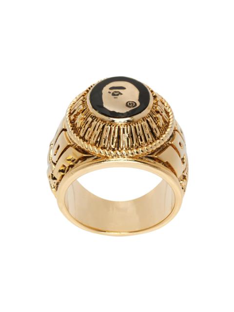 A BATHING APE® Gold 'Bape' College Ring