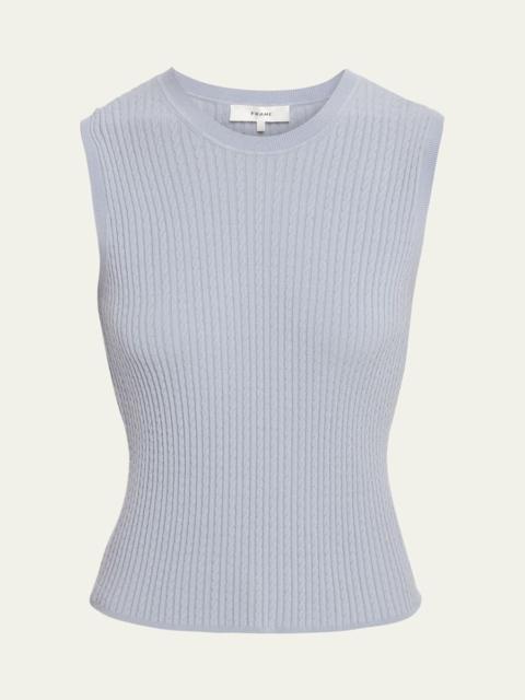 FRAME The Fine Cable-Knit Sleeveless Top