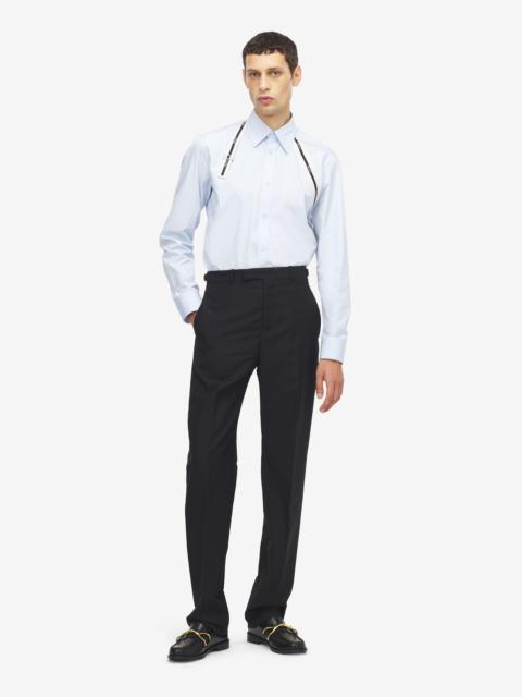 Alexander McQueen Men's McQueen Logo Harness Shirt in Light Blue