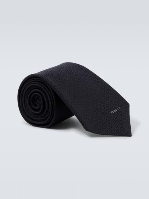 GUCCI Horsebit silk jacquard tie