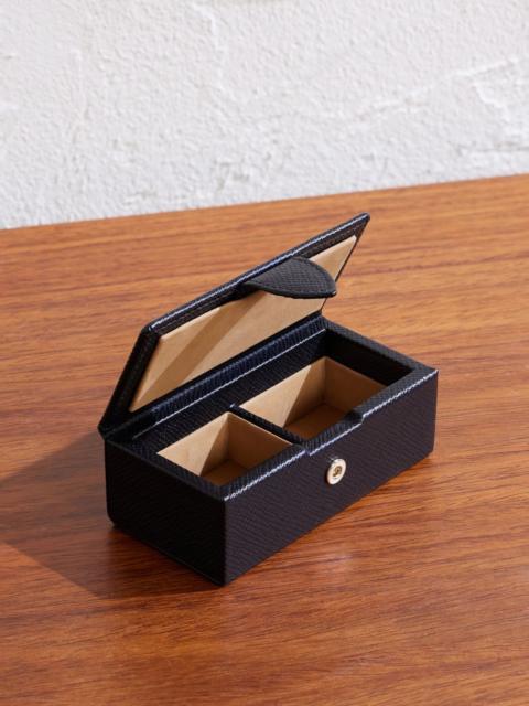 Smythson Panama Cross-Grain Leather Cufflink Box Black