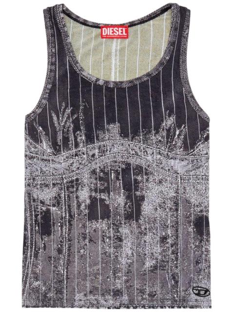 Diesel T-Stripe logo-embroidered tank top