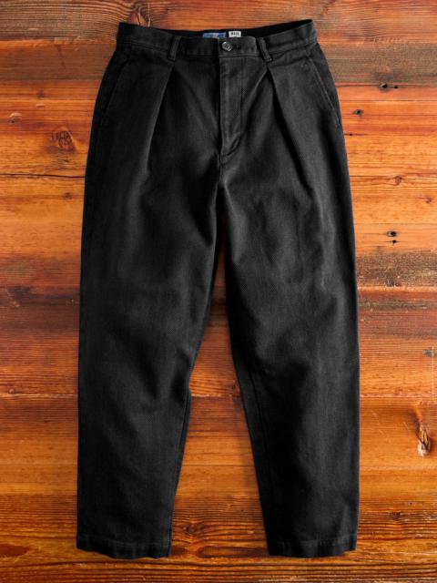 Double Cloth Sashiko Trousers in Black