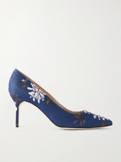 Manolo Blahnik + Emilia Wickstead 70 Floral-print Woven Pumps