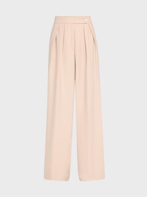 Dries Van Noten Pamplona Pleated Front Wide Leg Wool Pants