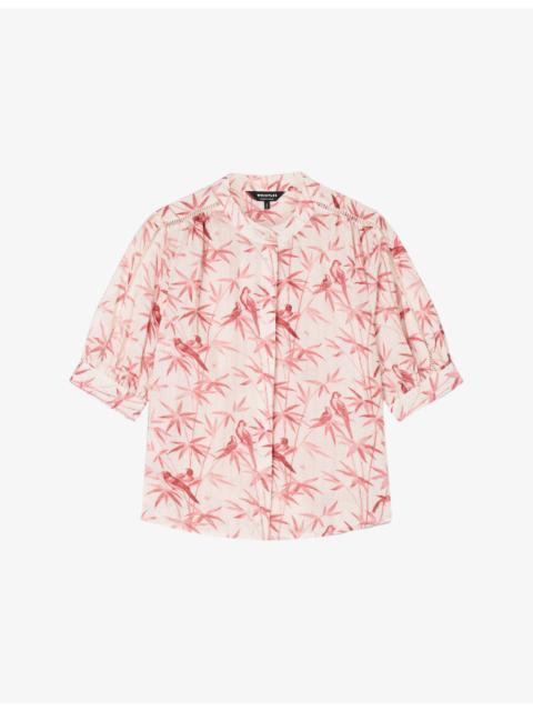 WHISTLES Tropical Bird Textured Woven Shirt