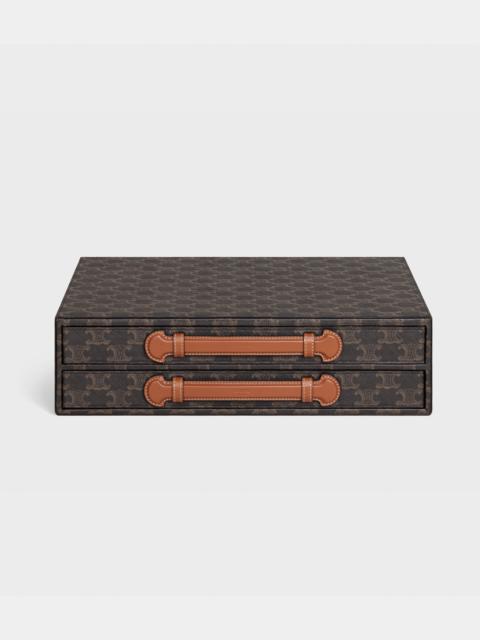 CELINE stationery case in triomphe canvas and calfskin