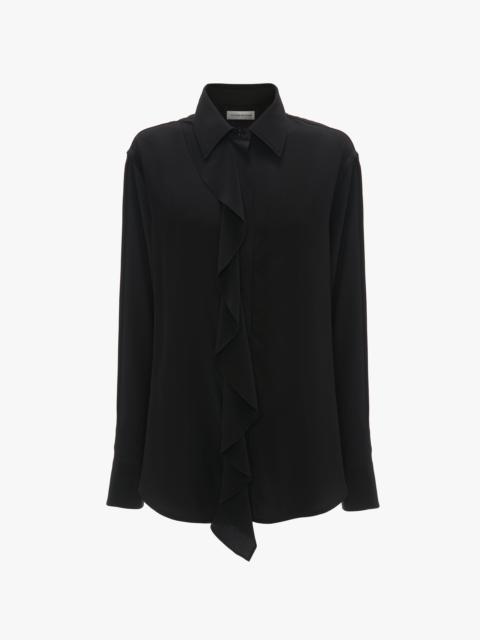 Victoria Beckham Asymmetric Ruffle Blouse In Black