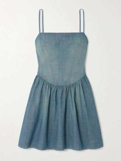 RE/DONE + NET SUSTAIN + Pamela Anderson organic cotton-chambray mini dress
