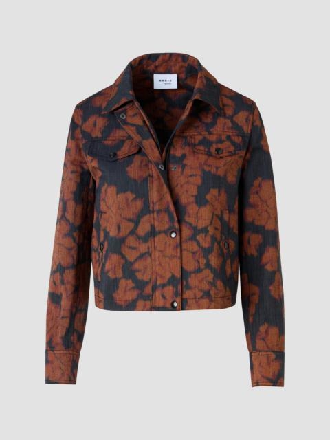 AKRIS Women's Floral Cotton-Blend Denim Moto Jacket - Black Denim Orange