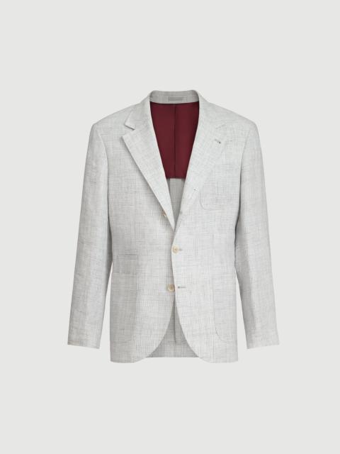 Brunello Cucinelli Linen houndstooth deconstructed blazer with patch pockets