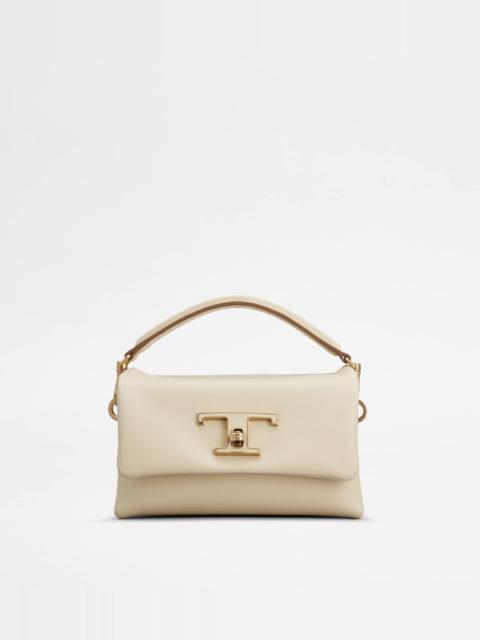 Tod's T TIMELESS FLAP BAG IN LEATHER MICRO - OFF WHITE