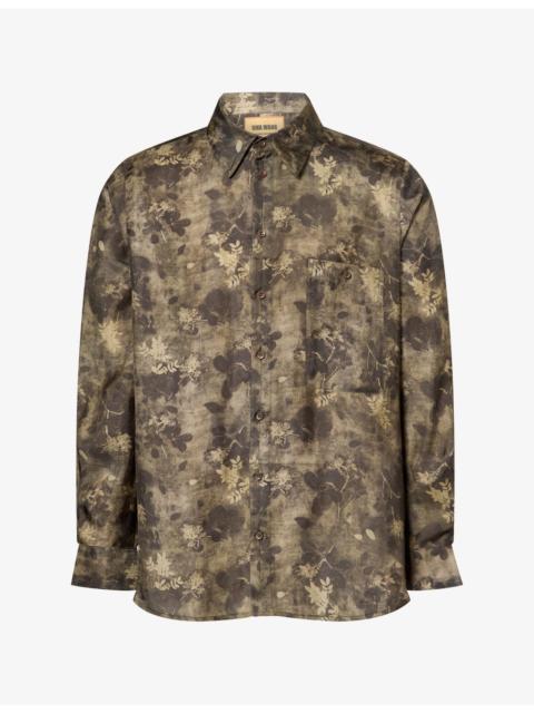 UMA WANG Tab Floral-Pattern Woven Shirt