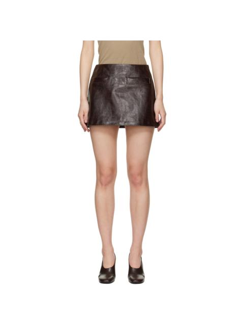 The Frankie Shop Brown Rory Croc Leather Miniskirt