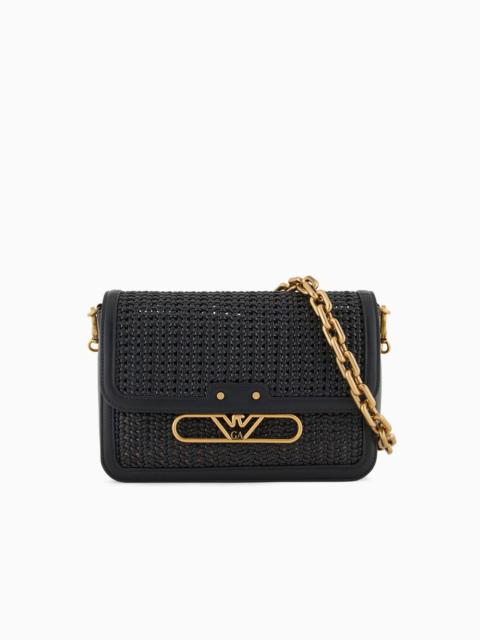 EMPORIO ARMANI INTERWOVEN SHOULDER BAG WITH METAL EAGLE LOGO