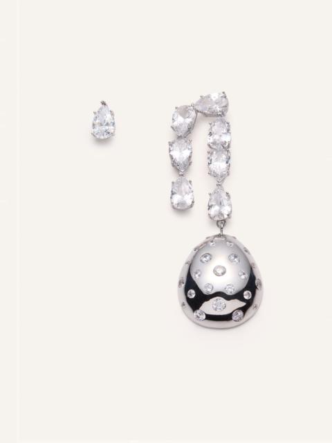 MAGDA BUTRYM Asymmetrical crystal and silver drop earring set