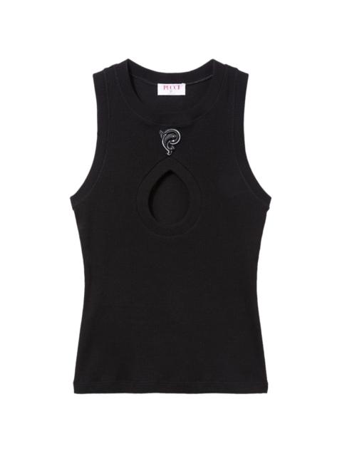 logo-embroidered cotton tank top