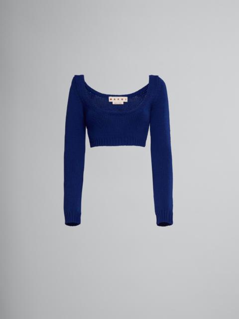 Marni CROPPED SWEATER IN BLUE WOOL
