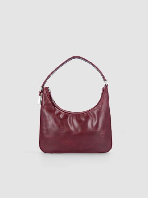 BY FAR RHEA SOUR CHERRY CREASED CALF LEATHER SHOULDER BAG