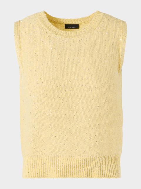 AKRIS Sleeveless Sequined Linen Cotton Sweater