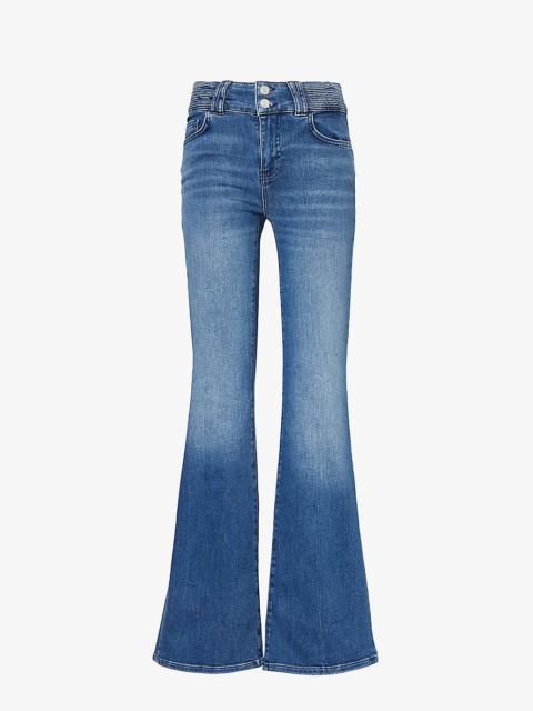 Triple Binding flare-leg high-rise stretch-denim jeans