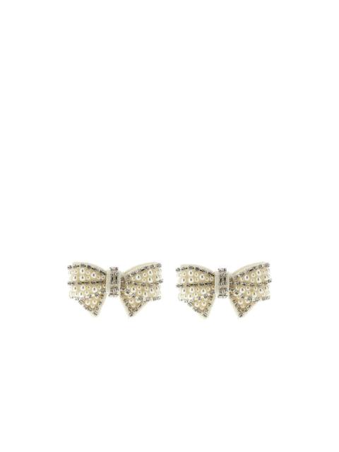 self-portrait pearl bow-shape earrings