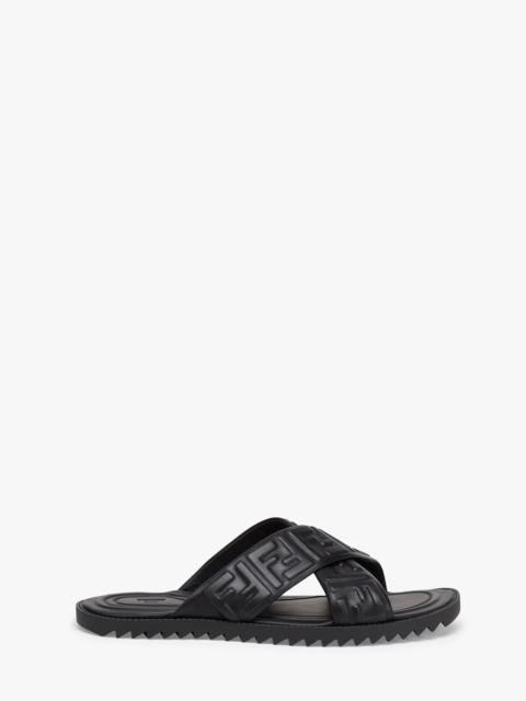 FENDI Black leather slides