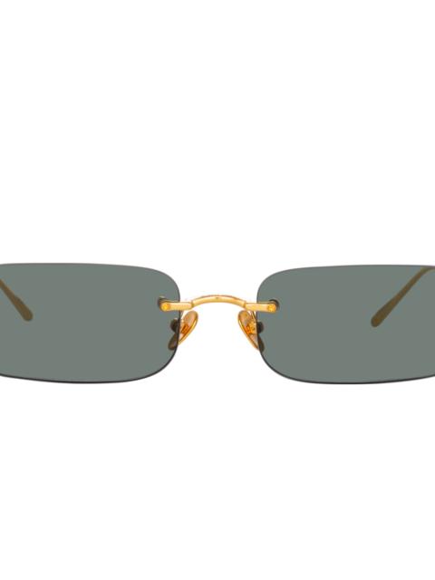 MEN'S TAYLOR RECTANGULAR SUNGLASSES IN YELLOW GOLD AND GREEN