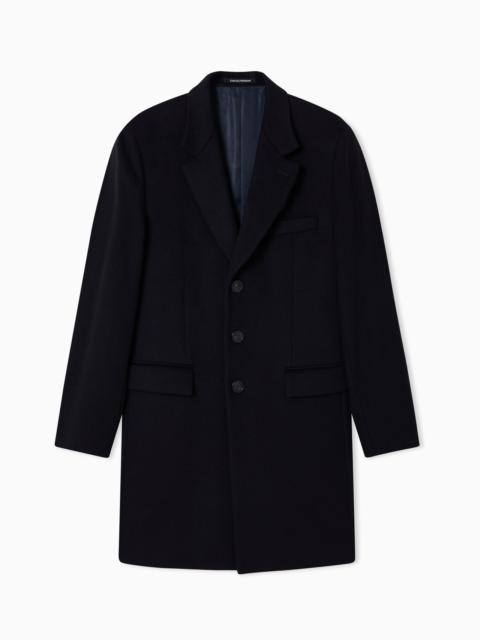 EMPORIO ARMANI Coat with lapels in beaver cashmere