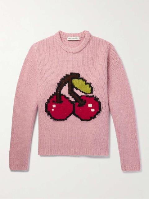 Our Legacy Sonar Cherry-Intarsia Wool-Blend Sweater