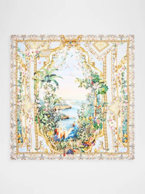 CAMILLA Sisi Society Large Crystalled Silk Scarf