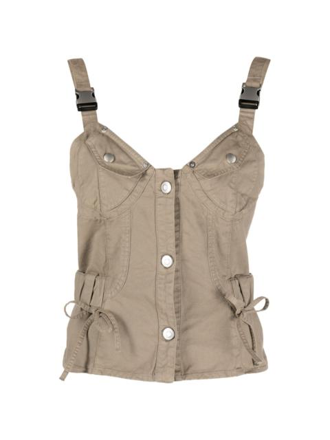 buckle-embellished cotton corset top
