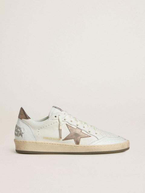 Women's Ball Star in white nappa leather with bronze-colored laminated leather star and heel tab