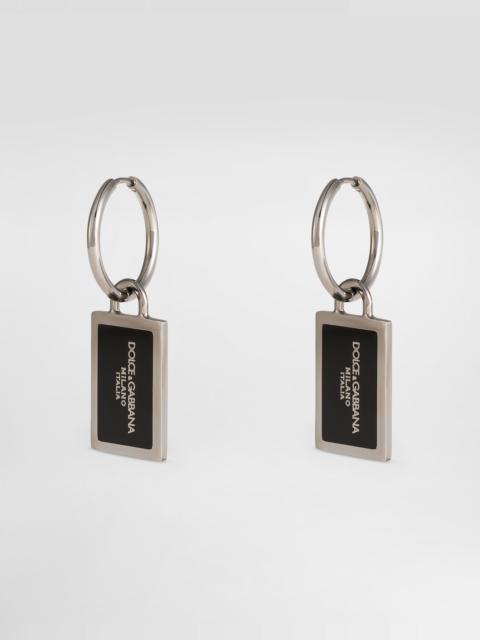 Dolce & Gabbana Enameled Creole earrings with logo