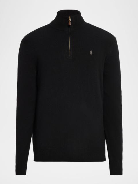 Polo Ralph Lauren Men's Wool Embroidered Pony Quarter-Zip Sweater
