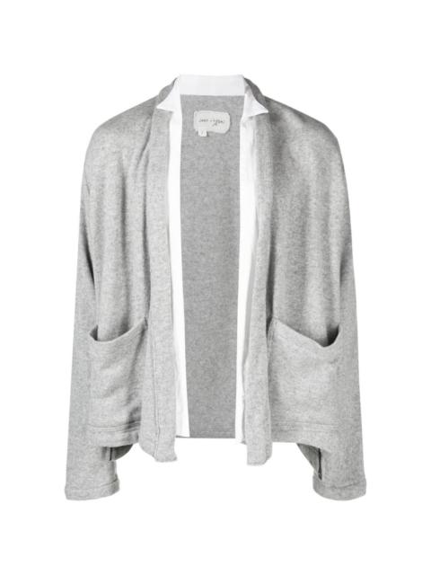 layered open-front cardigan