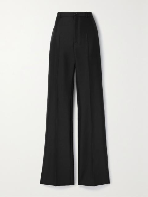 BALENCIAGA Wool and mohair-blend wide-leg pants Black