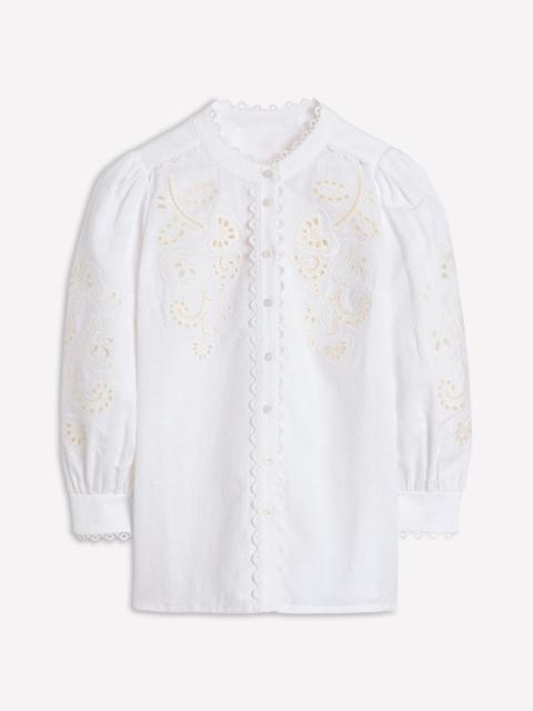 BODEN Alicia Cutwork Linen Top-White, Cutwork Embroidery