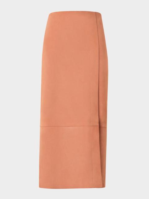 AKRIS Nubuck Leather Midi Pencil Skirt