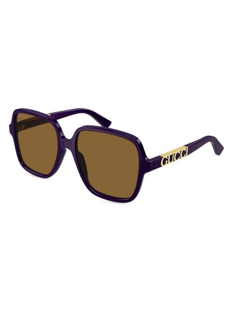 GUCCI Women's Sign 58MM Square Acetate Sunglasses - Violet Brown
