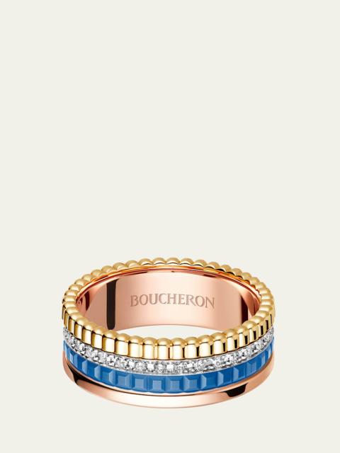 Boucheron 18K White, Rose, and Yellow Gold Quatre Blue Edition Ring with Diamonds