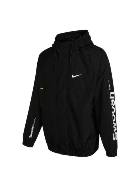 Nike 남자 나이키 알파벳 로고 인쇄 길쌈된 두건 재킷 가을 검정 DX6311-010