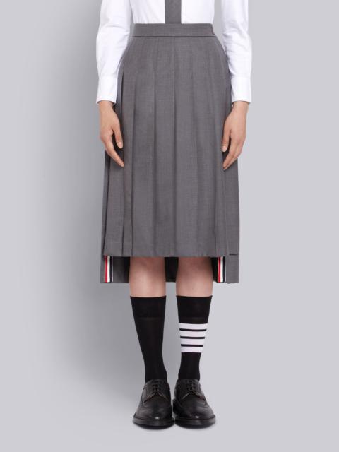 Medium Grey School Uniform Plain Weave Below-the-knee Pleated Skirt
