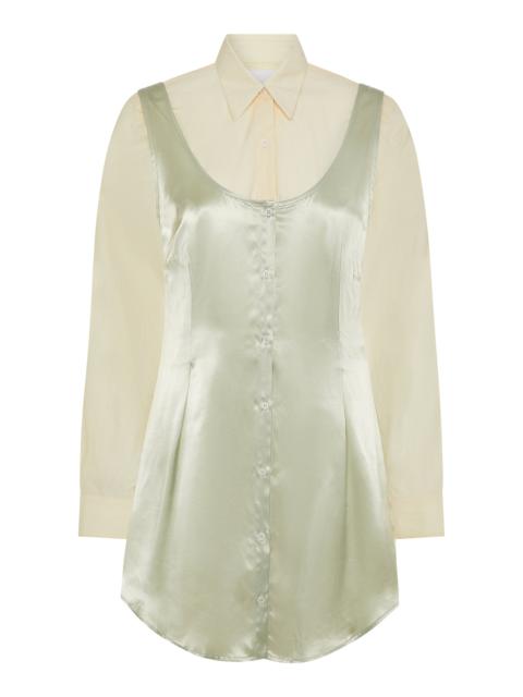 Clueless Longline Satin Vest And Button-Down Shirt Set ivory
