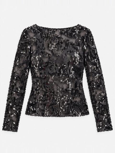The Kooples BLACK LACE AND SEQUIN TOP