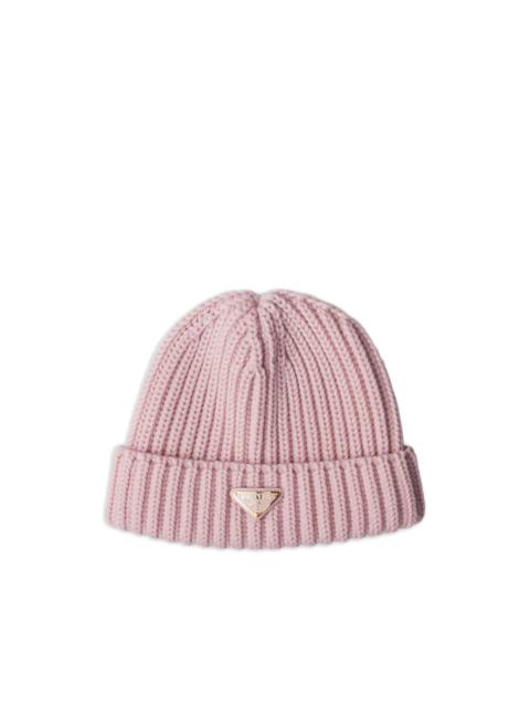 Prada triangle-logo beanie hat