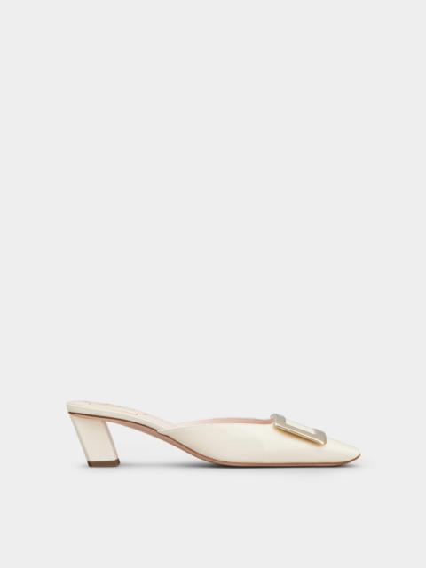 Belle Vivier Metal Buckle Mules in Patent Leather