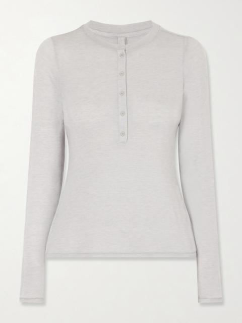 SKIMS Long Sleeve Stretch-modal And Cashmere-blend Henley Top