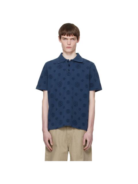 CASABLANCA Navy Applique Monogram Polo