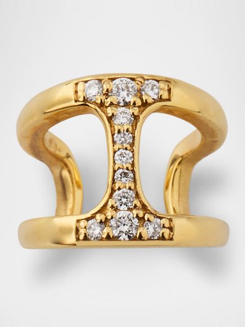 HOORSENBUHS® 18K Yellow Gold 12MM Tri-Link Diamond Huggie Earrings